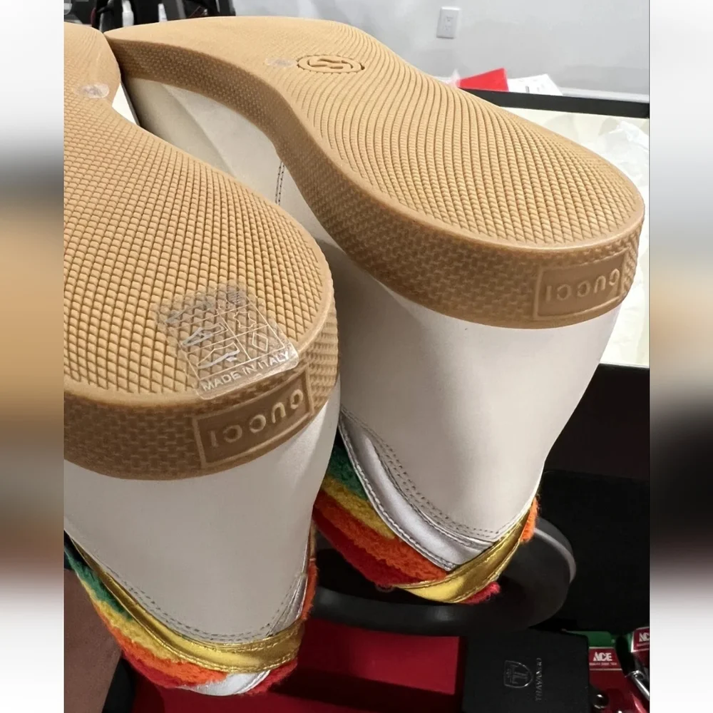 NIB GUCCI MEN'S Leather Rainbow Sneakers Shoes Size 13